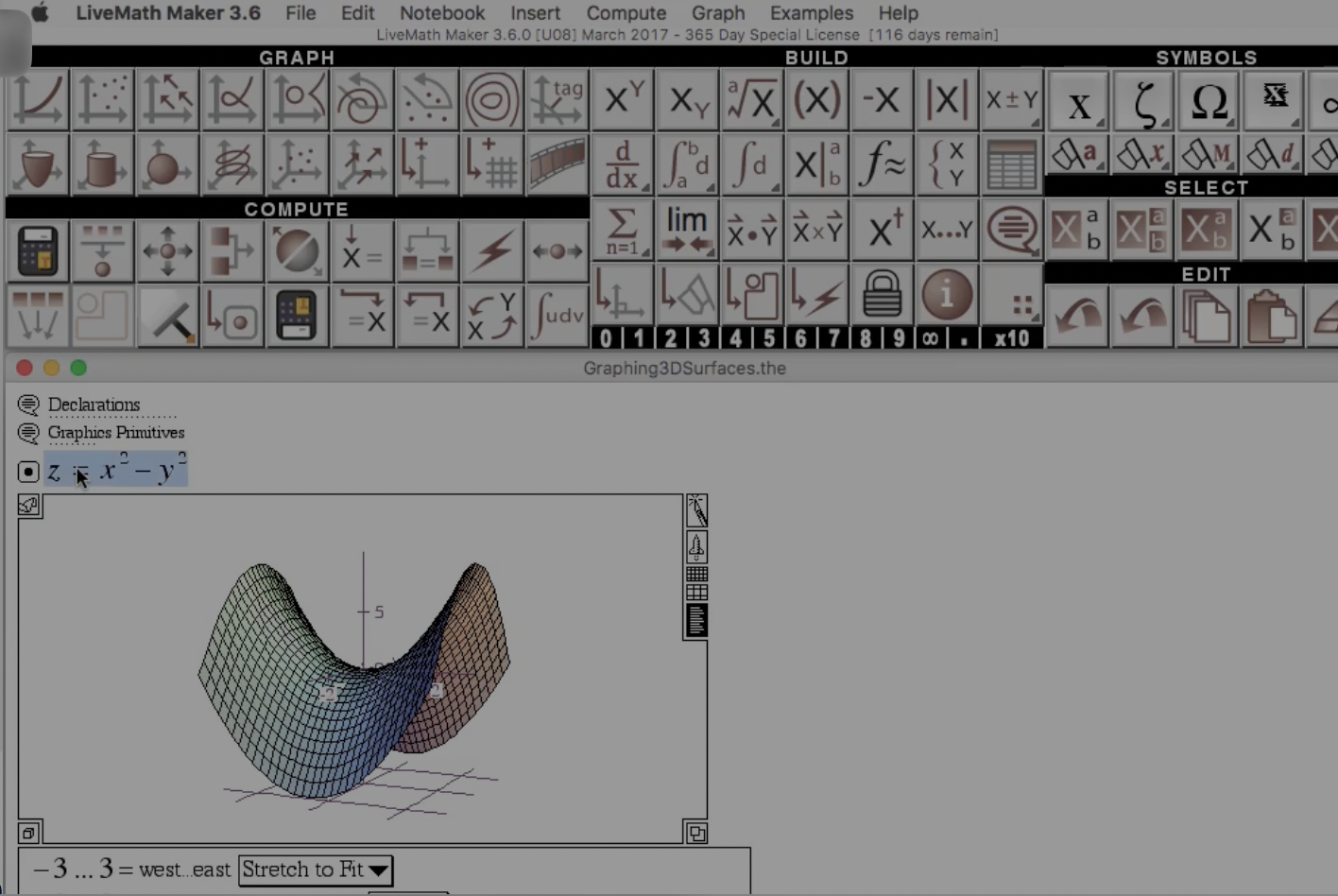 LiveMath Movie Graphing 3D Surfaces